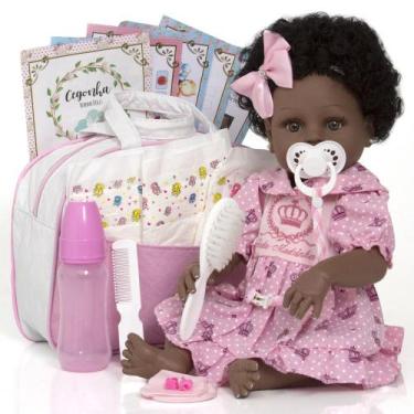 Imagem de Bebê Reborn Menina Baby Negra Acessórios Bolsa Maternidade - Cegonha R