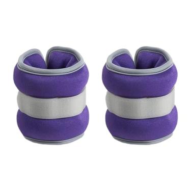Imagem de kowaku 2 peças de pesos de pulso e tornozelo para homens e mulheres, à prova de vazamento, pesos de braço perna, alça ajustável para corrida, aeróbica, 0.5 Kg Roxo