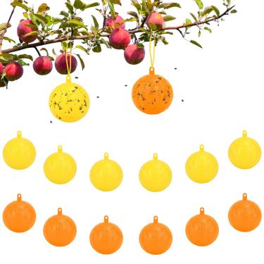 Imagem de Bola pegajosa para armadilha para moscas de frutas, 12 peças, armadilha para fungos e mosquitos, apanhador assassino, bola adesiva, cola, mosca, mosca, vespa, vespa, mosquito, insetos, armadilhas