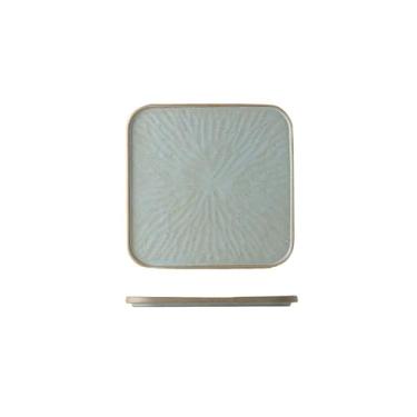 Imagem de Prato plano quadrado comercial de restaurante bandeja de cerâmica requintada criativa simples -25,4 cm azul