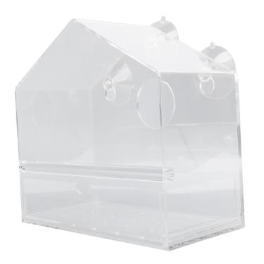 Imagem de Generic Alimentador de Pássaros de Janela, Prooção Gotas Segura para o Alimentador Pássaros Transparente Plástico Fofo Cofre para Casa (Forma de cabana d)