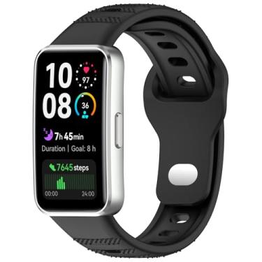 Imagem de MOTONG Pulseira de relógio de substituição compatível com Huawei Band 10 – pulseira de silicone compatível com Huawei Band 10/9/8 NFC (preto)