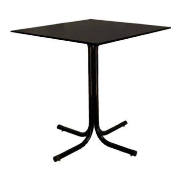Imagem de Mesa de Jantar Quadrada 70cm Preta Tampo Madeira Preto - Lamar Design