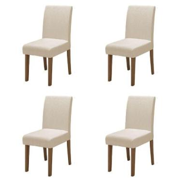 Imagem de Conjunto Com 4 Cadeiras Estofada Sala De Jantar Trieste Siena Cedro / 