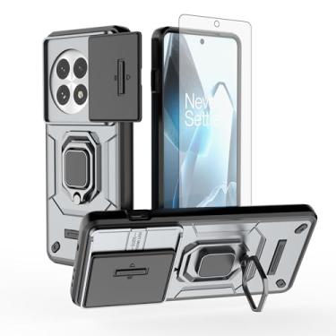 Imagem de Asuwish Capa de telefone para OnePlus 13 5G com capa deslizante para câmera protetora de tela de vidro temperado suporte de anel suporte robusto fino protetor de grau militar híbrido celular One+