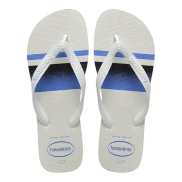 Imagem de Havaianas Chinelo Masculino Top Basic, com Estampa Listrada, Tira Top, Sola Texturizada (Branco, BR, Adulto, Faixa Numérico, M, 45, 46)