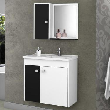 Imagem de Armário de Banheiro Zalma Branco/Preto - Pnr Móveis, Preto, Moderno