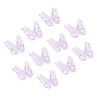 Imagem de PATIKIL 10 peças de enfeites de borboleta, 5 cm de renda de camada dupla de organza costurados em apliques para casamento, noiva, roupas, chapéu, cortina, roxo