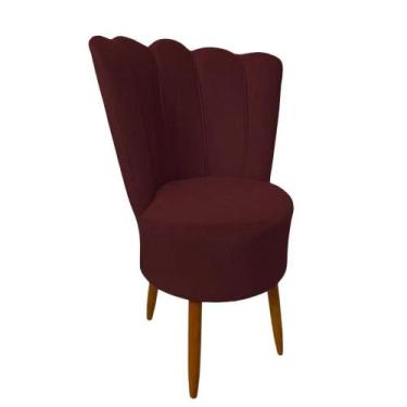 Imagem de Cadeira Poltrona Decorativa Pétala Veludo Luxo Premium Pés Retrô Palit