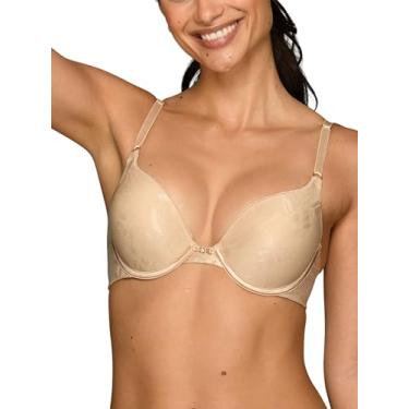 Imagem de Vanity Fair Sutiã push-up feminino Ego Boost, adiciona até um tamanho de bojo completo, sutiãs push up com aro para mulheres, Jacquard bege, 36A