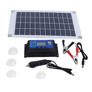 Imagem de FTVOGUE 50W 18V Kit de Painel Solar Policristalino, Alta Eficiência de Conversão, Aplicação Ampla, Controlador de Carga Solar de Instalação Fácil, Com Bateria de Carro, RV, Criação Ao Ar Livre e