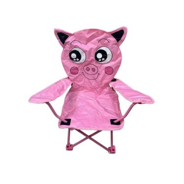 Imagem de Cadeira Infantil Retrátil Articulada Praia Camping Piscina Apoio de Braço e Bolsa Porco Brinqway