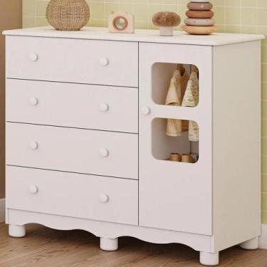 Imagem de Cômoda Infantil Mòveis 100% MDF ULI NEW 1 PT - BRANCO BRILHO - Peroba 