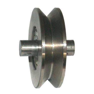 Imagem de Roldana Ferro Maciça 80mm Tipo V (Cantoneira) c/ Pino - Uso em Portões