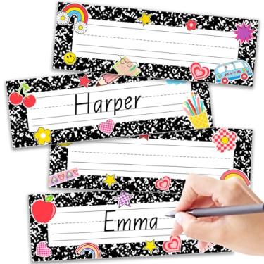 Imagem de JarThenaAMCS 48 peças de etiquetas de nome descoladas de volta às aulas boho hippie adesivos adesivos para mesa sala de aula, jardim de infância, pré-escolar, material de ensino