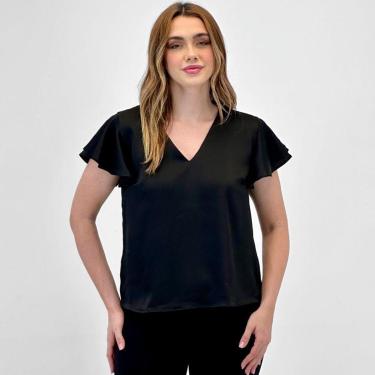 Imagem de Blusa Aishty Manga Curta Gola V Feminina-Feminino
