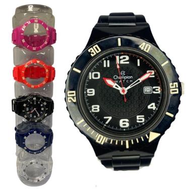 Imagem de Relógio Unissex Champion Original Troca Pulseira CP30119XG Pulseira Preta Fundo Preto-Unissex