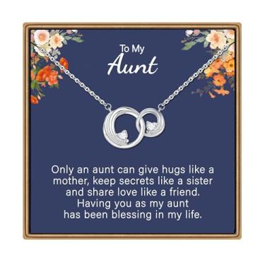 Imagem de IEFLIFE Colar de presente para mulheres – Colar de círculo entrelaçado banhado a ouro branco 14K para mãe e filha, 2 colares circulares presentes para mulheres, irmãs amigas, presente de aniversário