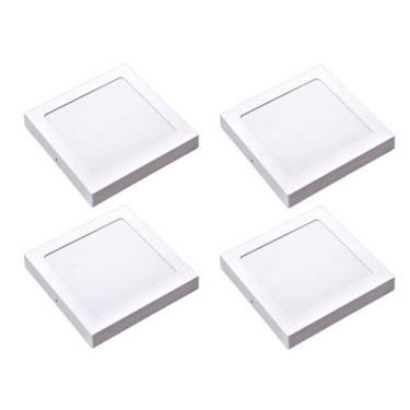 Imagem de Kit 4 Painel Plafon LED Sobrepor Quad Amarela 3000K 18W 22cm - Avant