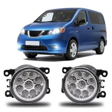 Imagem de qobsos Lâmpada de farol de neblina, par de luz de neblina de LED de 3,5 polegadas, lente transparente para Nissan NV200 2010-2019, 6000k, pacote com 2
