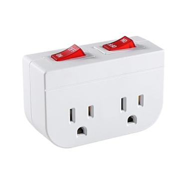 Imagem de VSEER Tomada Aterrada Com Interruptor Duplo Liga/Desliga, Elétrico De 2 Portas 15A 1875W / Adaptador Torneira Parede Daul Indicador Vermelho (Pacote 1 Unidade)