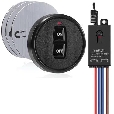 Imagem de QOFOWIN Kit De Mini Interruptor E Receptor Luz Sem Fio, Remoto Wi-Fi Necessário, Luminária Controle Para Ambientes Externos 100 M, Internos 50 M Led, Luminárias Teto, Motores