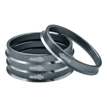 Imagem de LUJIANI Pacote com 4 anéis centrais de cubo de carro universal, 66,1 mm ID a 73,1 mm OD Centerbore, rodas de liga de alumínio, eixo central de absorção de choque, anéis adaptadores de cubo compatíveis