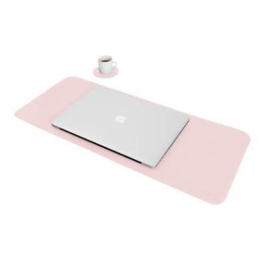 Imagem de Mouse Pad Desk Pad Eddias (700x300mm) 70x30cm Em Couro Ecológico Minimalista Mesa Grande - Rosa Claro