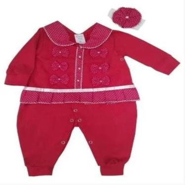Imagem de Macacão Longo para Bebê Dengosa Vermelho 02 peças - Happy Baby, M