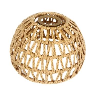 Imagem de Fenteer Abajur de corda de papel trançado, abajur com pingente de simulação retrô para entrada de restaurante, café, quarto