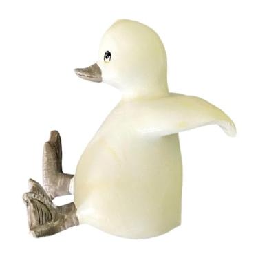 Imagem de Fenteer Mini esculturas de pato, artesanato em miniatura, decoração para casa, estátua de jardim de fadas, pequenas figuras, enfeites para aquário, lago