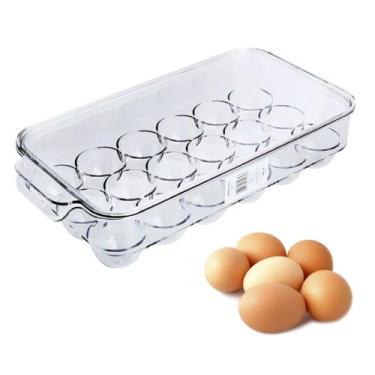 Imagem de Organizador Porta Ovos 18 Unidades Com Tampa Geladeira Cozinha LIVRE B