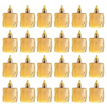 Imagem de Velas LED – Velas sem chama | Vela LED de cristal, velas pequenas de LED piscando alimentadas por bateria, velas de LED sem chama para casamentos, mesas de jantar, decoração de casa