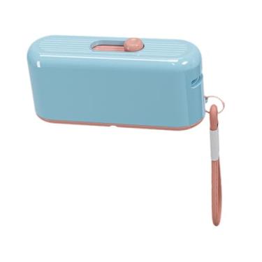 Imagem de oshhni Caixa dispensadora de palitos de fio dental automática multifuncional conveniente recarregável portátil vazio palitos de dente estojo de fio dental, Azul