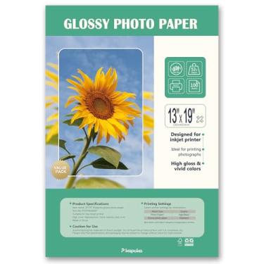 Imagem de Pikapoka Papel fotográfico brilhante 13x19 para impressora jato de tinta, papel fotográfico grande A3+, folha completa tamanho super B, pacote com 100, 200gsm/23,6 kg,