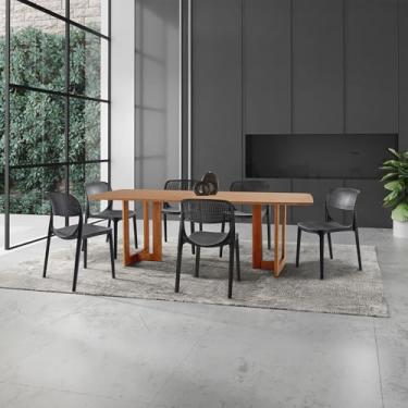 Imagem de Conjunto Sala de Jantar Mesa Patros 180cm Madeira Tampo Laminado Barril com 6 Cadeiras Zoe Moderna Mobília