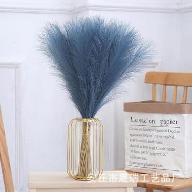 Imagem de kit 20 Flores artificiais de junco, rabo de cão e junco decorativo para arranjos florais(Azul marinho,Aproximadamente 53 cm)