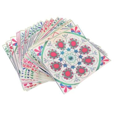 Imagem de Adesivo de telha adesiva auto adesiva à prova de óleo floral à prova d'água PVC decalques de ladrilhos requintados para banheiro de cozinha 24pcs 15x15cm (HZ055)