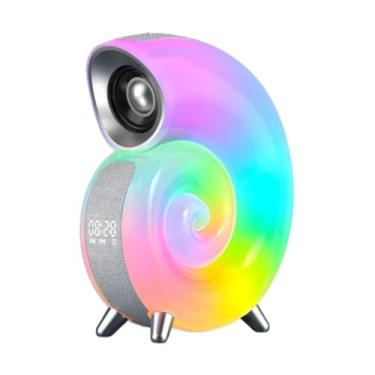 Imagem de Caixa Som Bluetooth 3 em 1 Caracol Luminaria LED Colorida Relogio Digital Alarme Som Design Criativo Bateria Recarregavel
