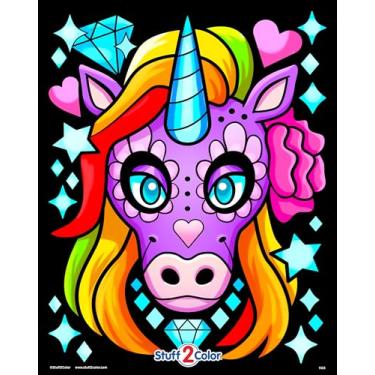 Imagem de Diamante de unicórnio - Pôster de colorir difuso - Colorir todas as idades para crianças, adolescentes e adultos (ótimo para artes e artesanato, tempo de colorir, depois da escola ou como uma