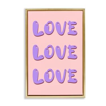 Imagem de Stupell Industries Arte de parede em tela flutuante emoldurada dourada Love Bubble Lettering por Pooja Dave, 78 x 53 cm