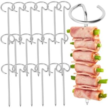 Imagem de Espetos de metal 20 peças espetos de kebab em pé 9,8 cm para fritadeira a ar, palitos de kebab de aço inoxidável reutilizáveis, espetos longos de churrasco para carne de frutas, churrasco, kabobkebab