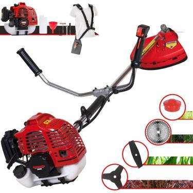 Imagem de Aparador de Grama Completo Kawashima KW52L À Gasolina 2 Tempos 52cc 10.000rpm 2,5HP de Potência Com Kit 3 Lâminas de Corte e Cabeçote de Nylon