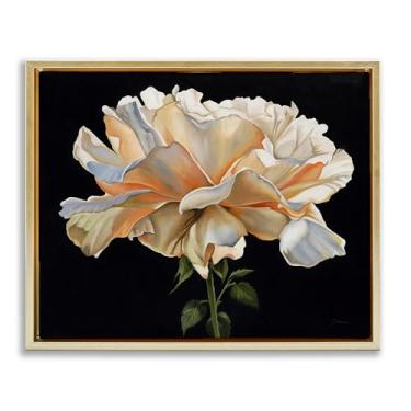 Imagem de Stupell Industries Delicadas pétalas de cravo sobre tela flutuante em ouro preto emoldurado por Liz Jardine, 25 x 31