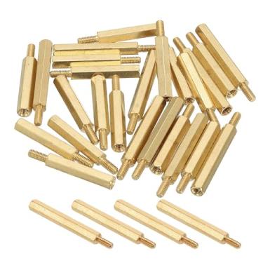 Imagem de PATIKIL Suporte hexagonal de latão M2.5, 25 peças PCB parafusos espaçadores de placa-mãe para drone quadricóptero computador construir projetos eletrônicos placa de circuito, ouro (M2,5 x 25 mm + 6 mm