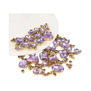 Imagem de 130 Peças De Strass Para Costura Em Formatos Mistos De Vidro Com Base 