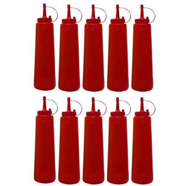 Imagem de Kit 5 Bisnaga Pote Plástico Para Ketchup 400ml Com Tampa - Jaguar