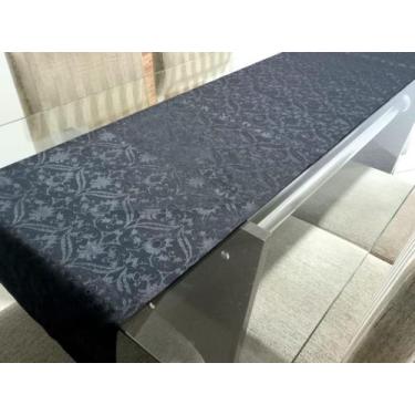 Imagem de Trilho de mesa preto arabesco semipermeavel - MELHOME&DECOR