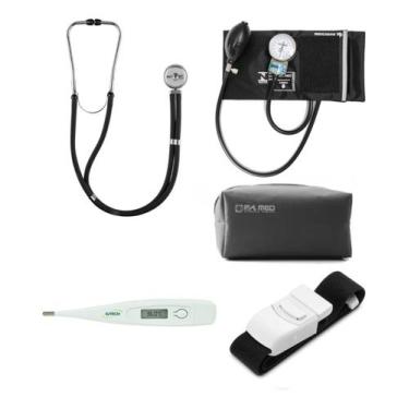 Imagem de Esfigmo Pamed + Estetoscópio Duplo + Torniquete + Termometro - BIC