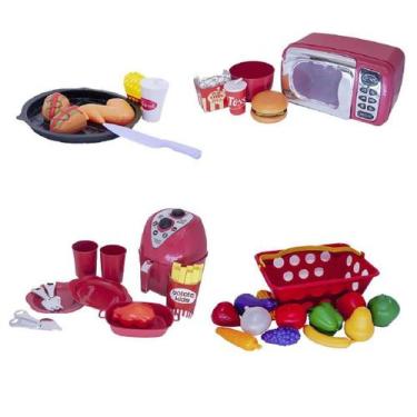 Imagem de Cozinha Infantil Menino Microondas Air Fryer Cesta Fruta 40P - Altimar